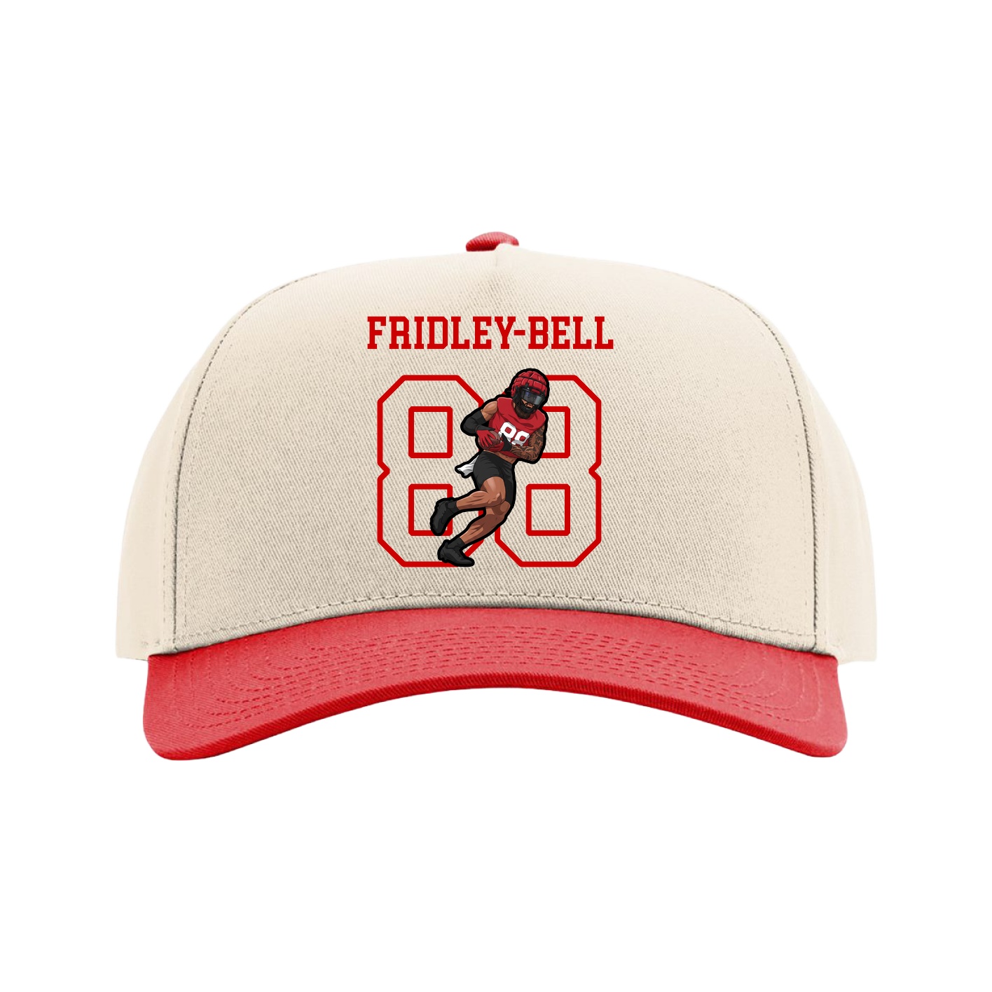 Full Fabric Five-Panel Champ Cap — Shirsey in Cream/Red