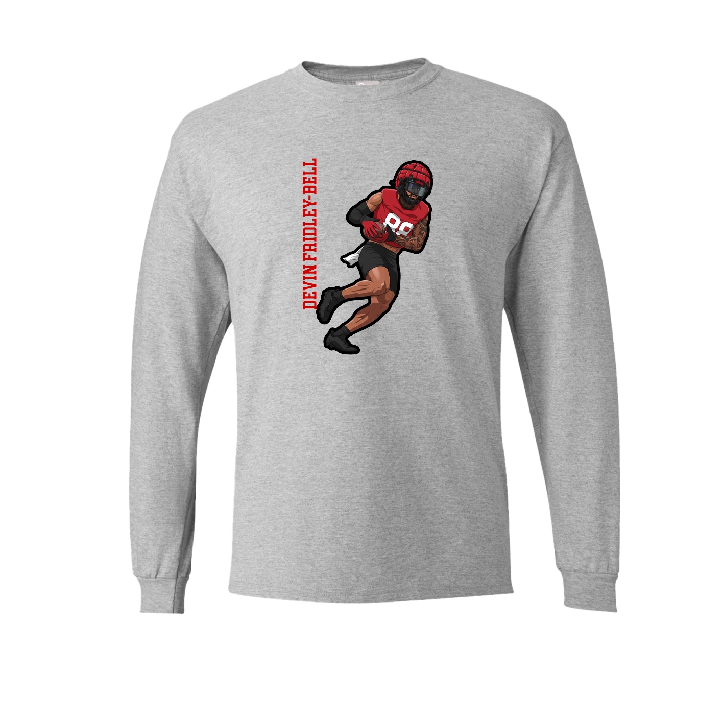 Long Sleeve Tee — Name Vertical in Grey