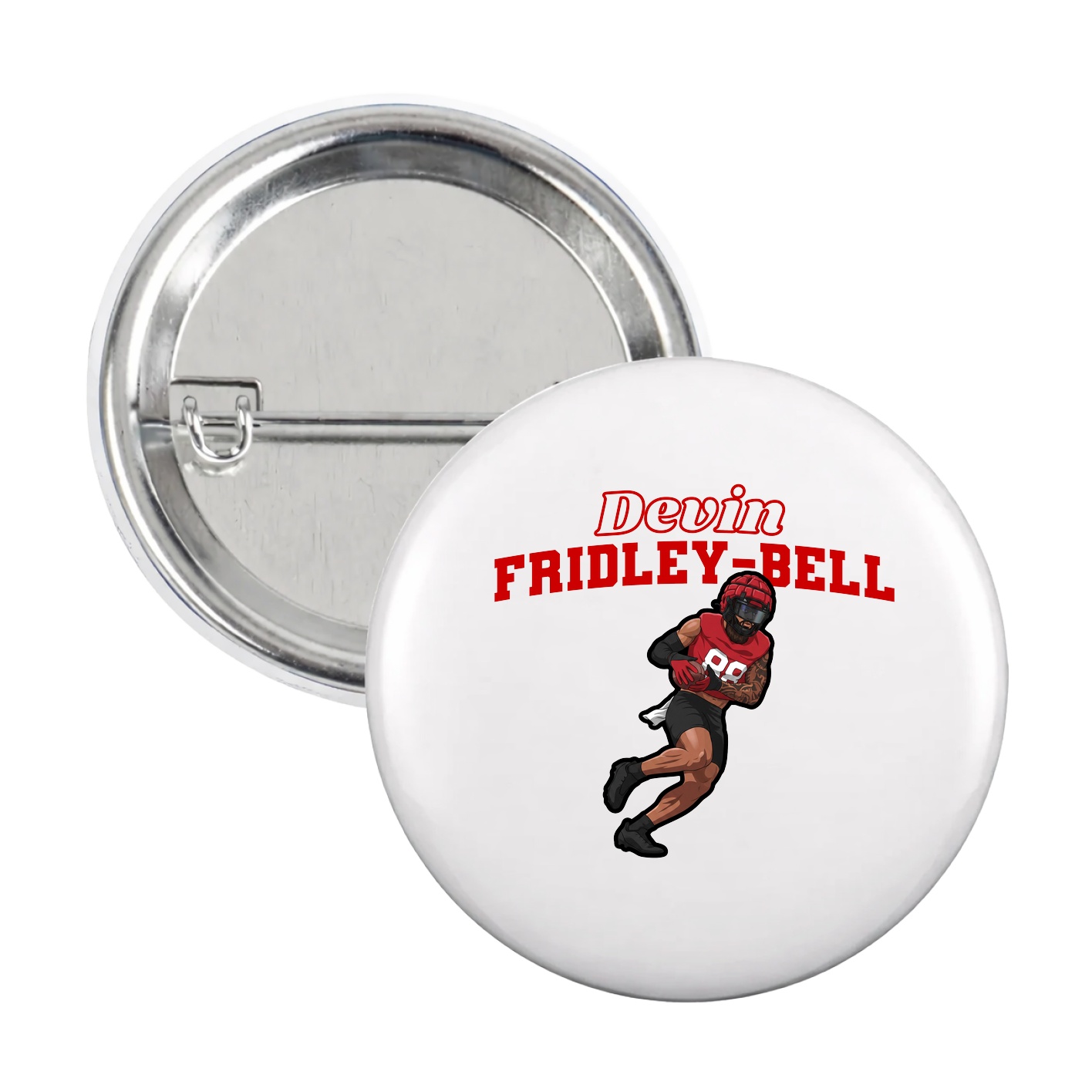 Game Day Button — Name Arch in White