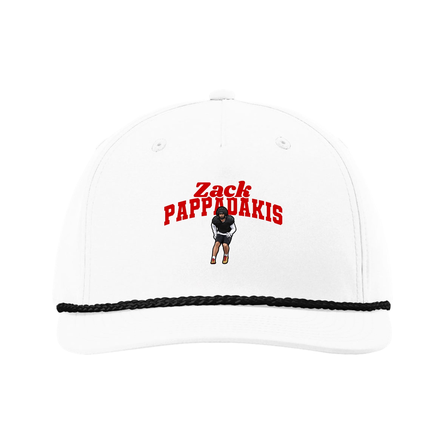 Five-Panel Classic Rope Cap — Signature Arch in White