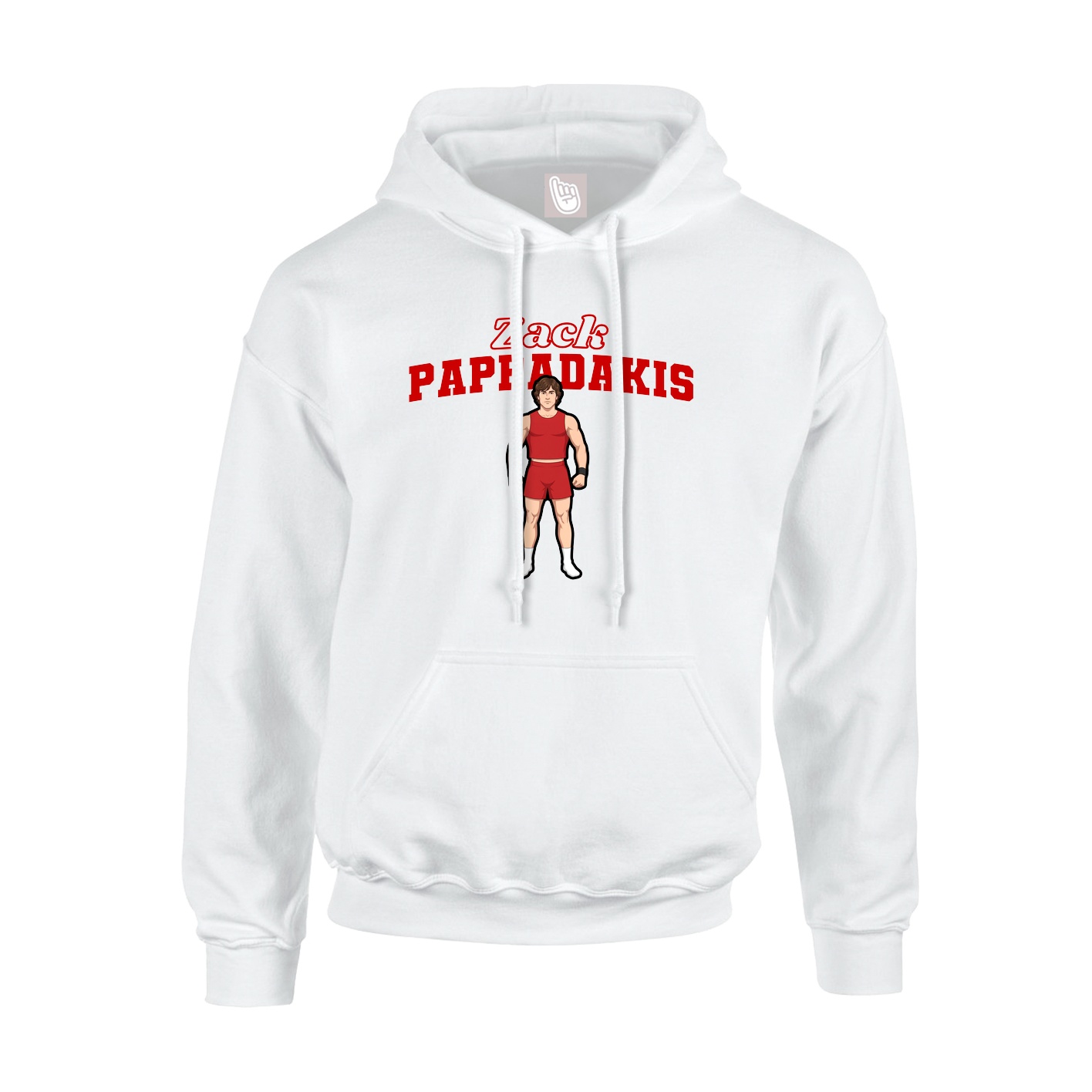 Youth Hoodie — Name Arch in White