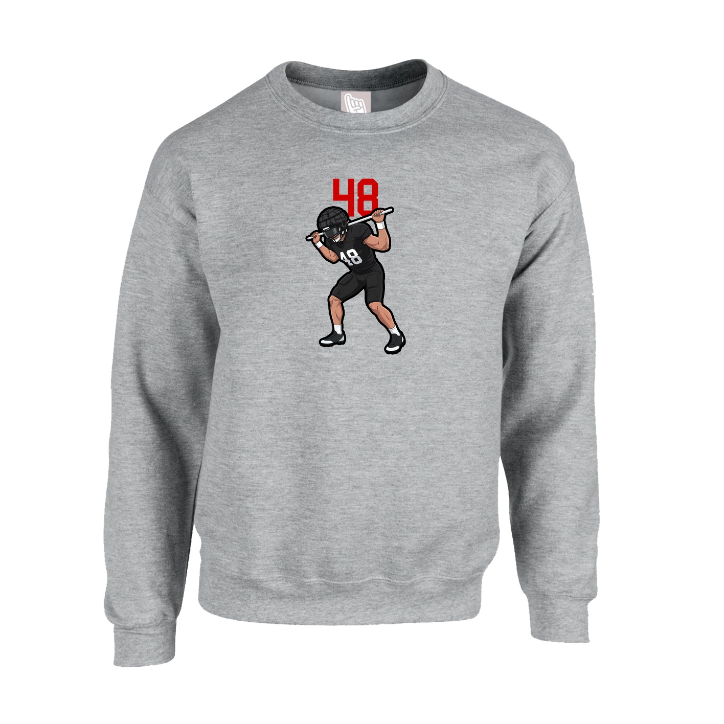 Fleece Crew — Number Top in Grey
