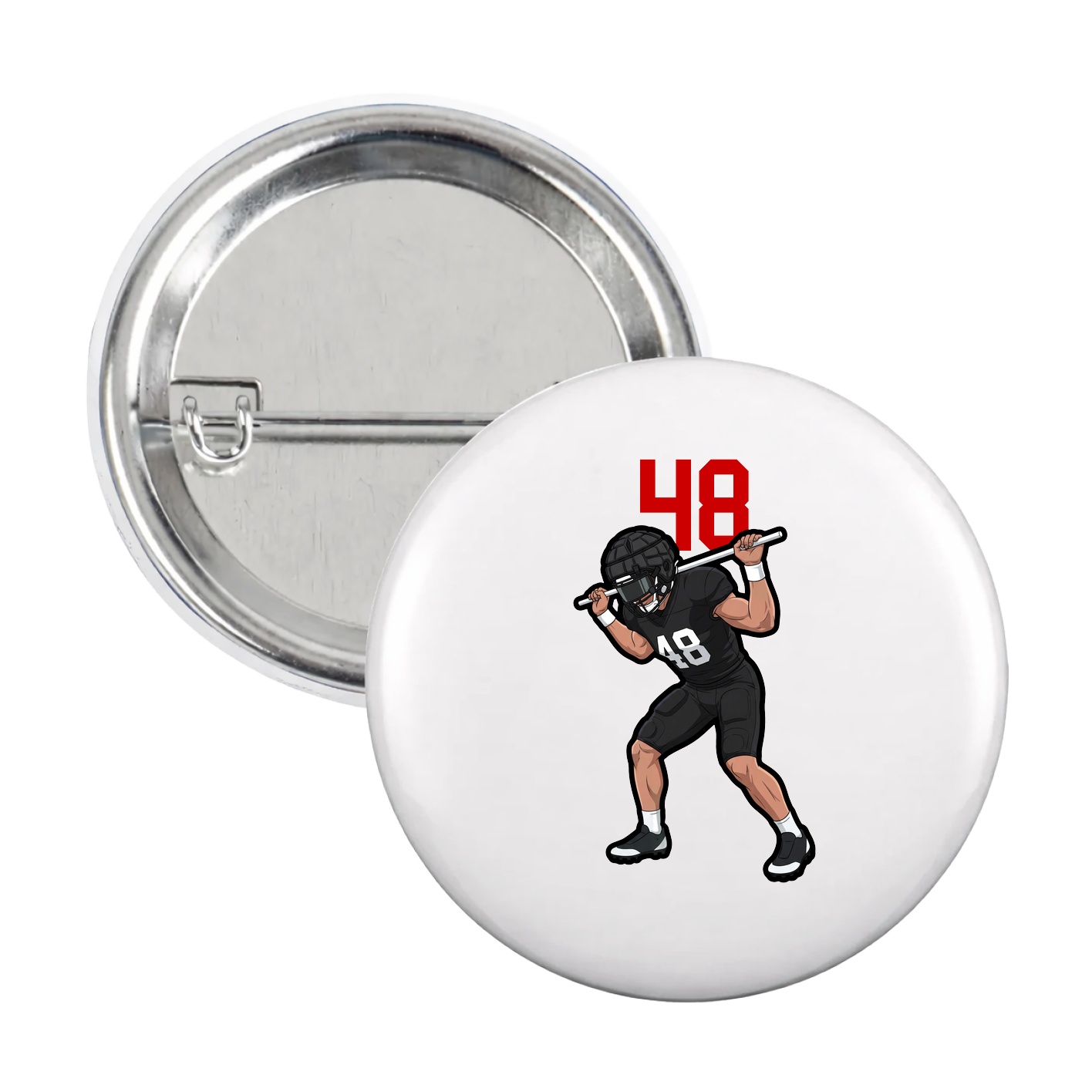 Game Day Button — Number Top in White