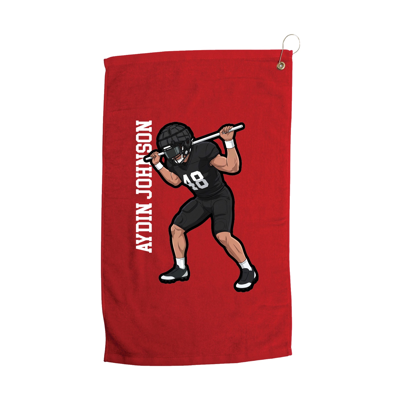 Golf Towel — Name Vertical in Red