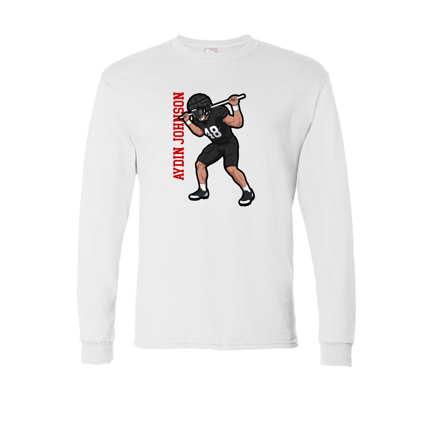 Long Sleeve Tee — Name Vertical in White