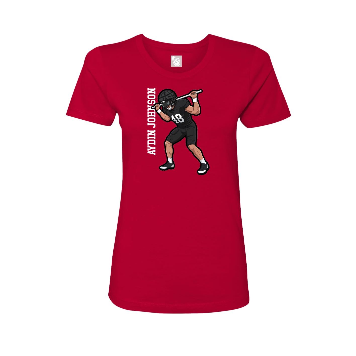 Fitted Women's Tee — Name Vertical in Red