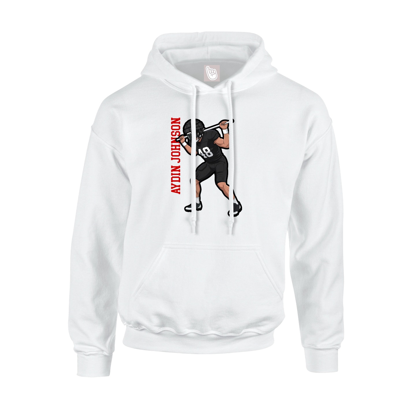 Youth Hoodie — Name Vertical in White