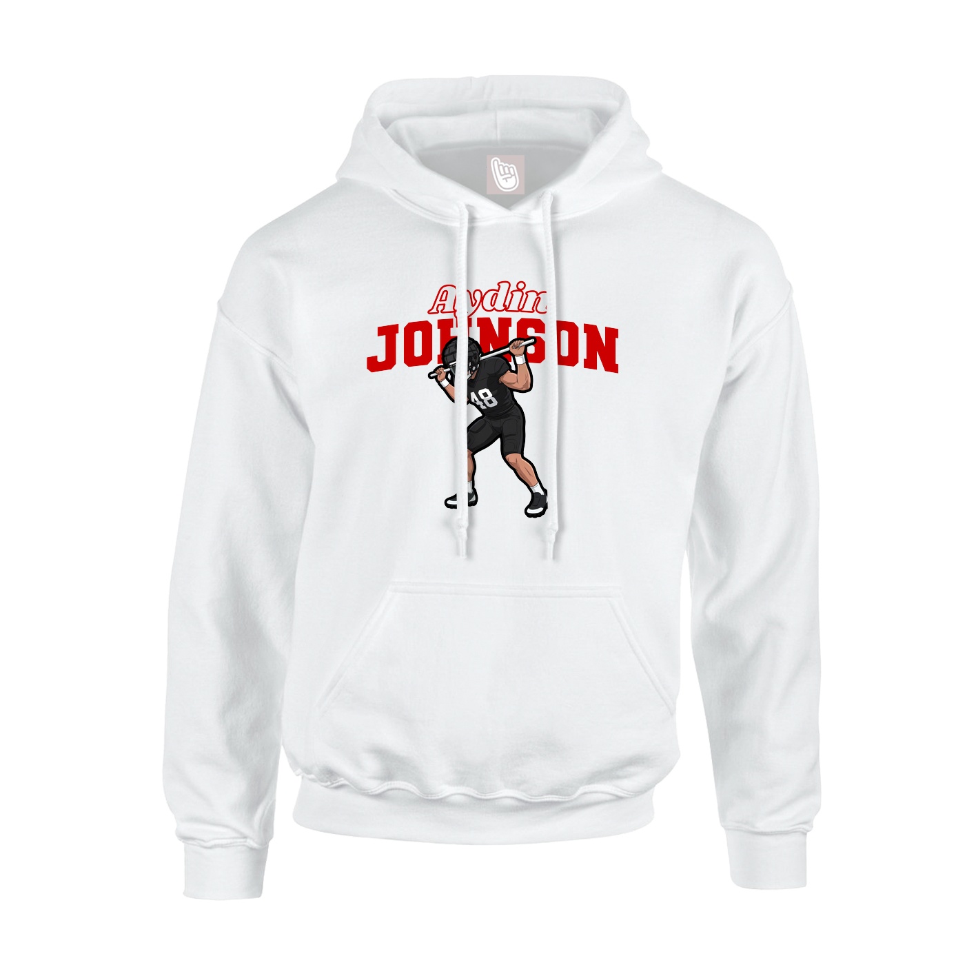 Youth Hoodie — Name Arch in White