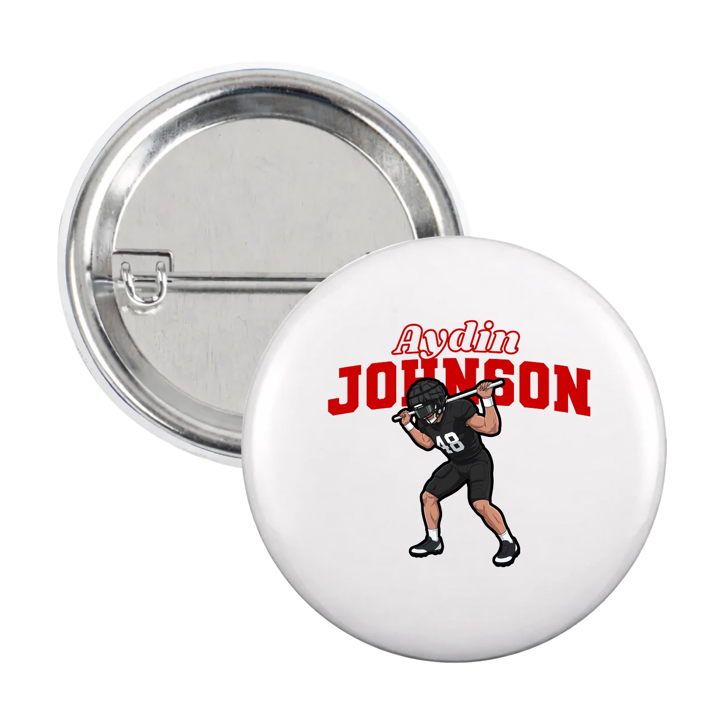 Game Day Button — Name Arch in White