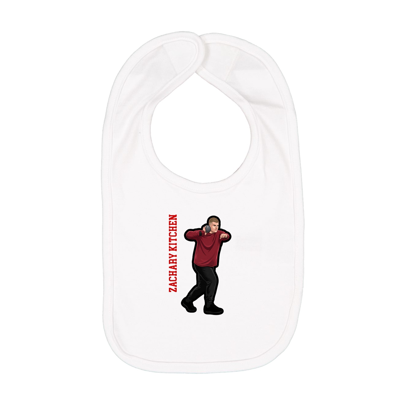 Infant Bib — Name Vertical in White