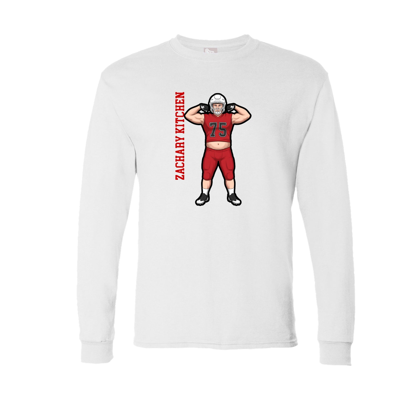 Long Sleeve Tee — Name Vertical in White