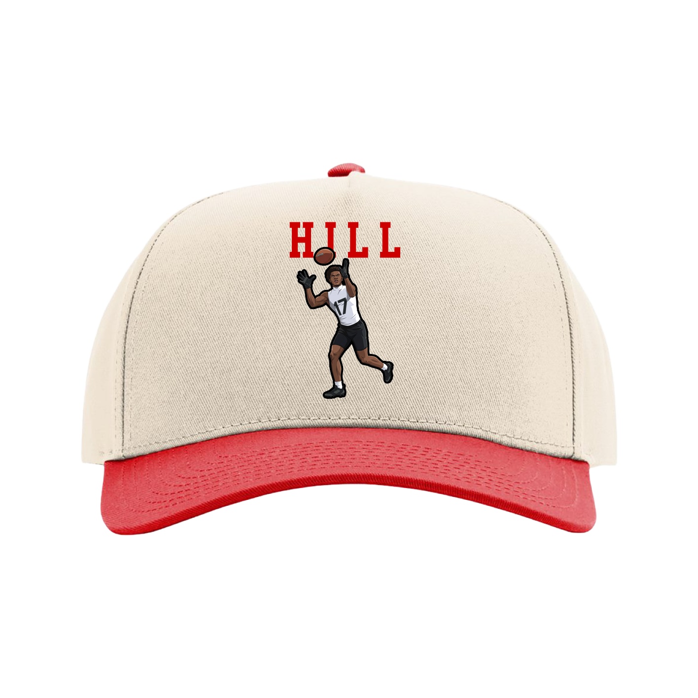 Full Fabric Five-Panel Champ Cap — Shirsey in Cream/Red