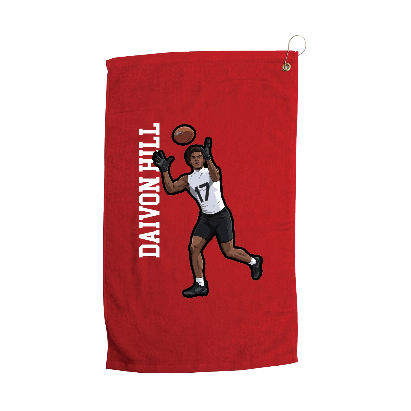 Golf Towel — Name Vertical in Red