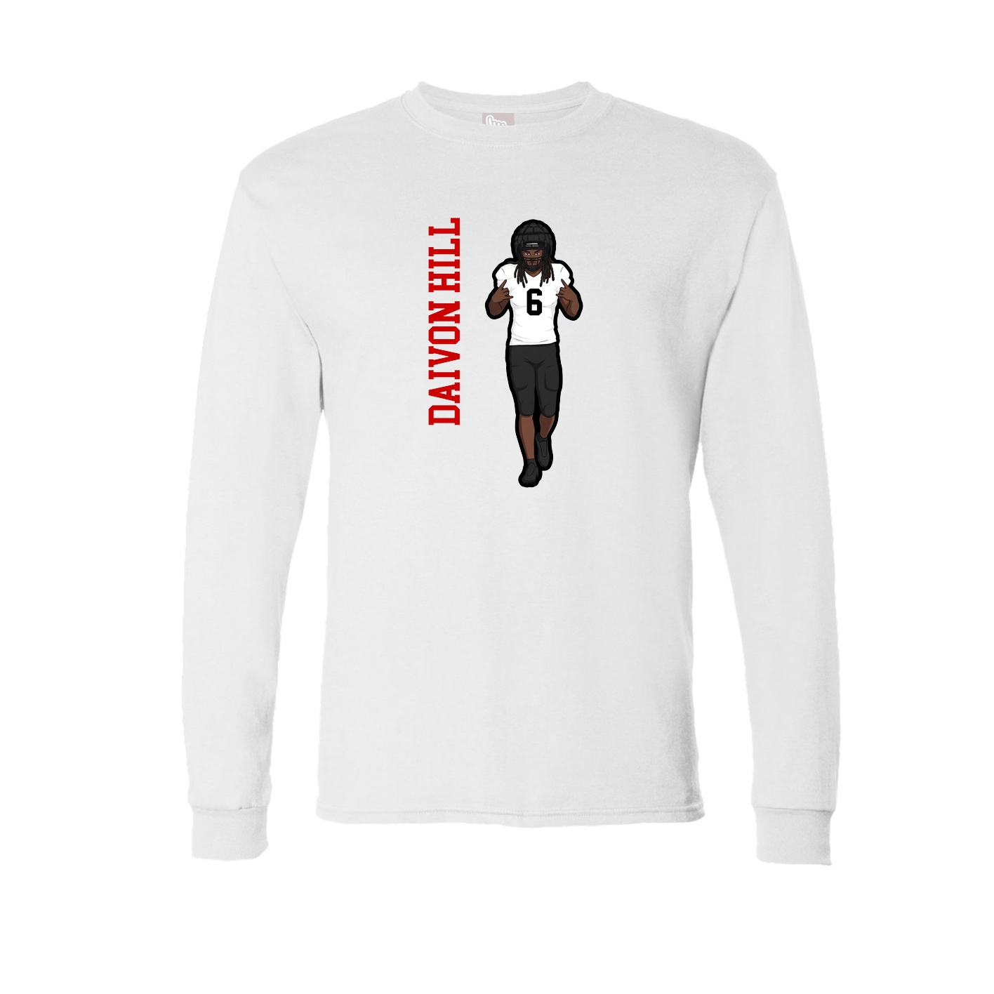 Long Sleeve Tee — Name Vertical in White