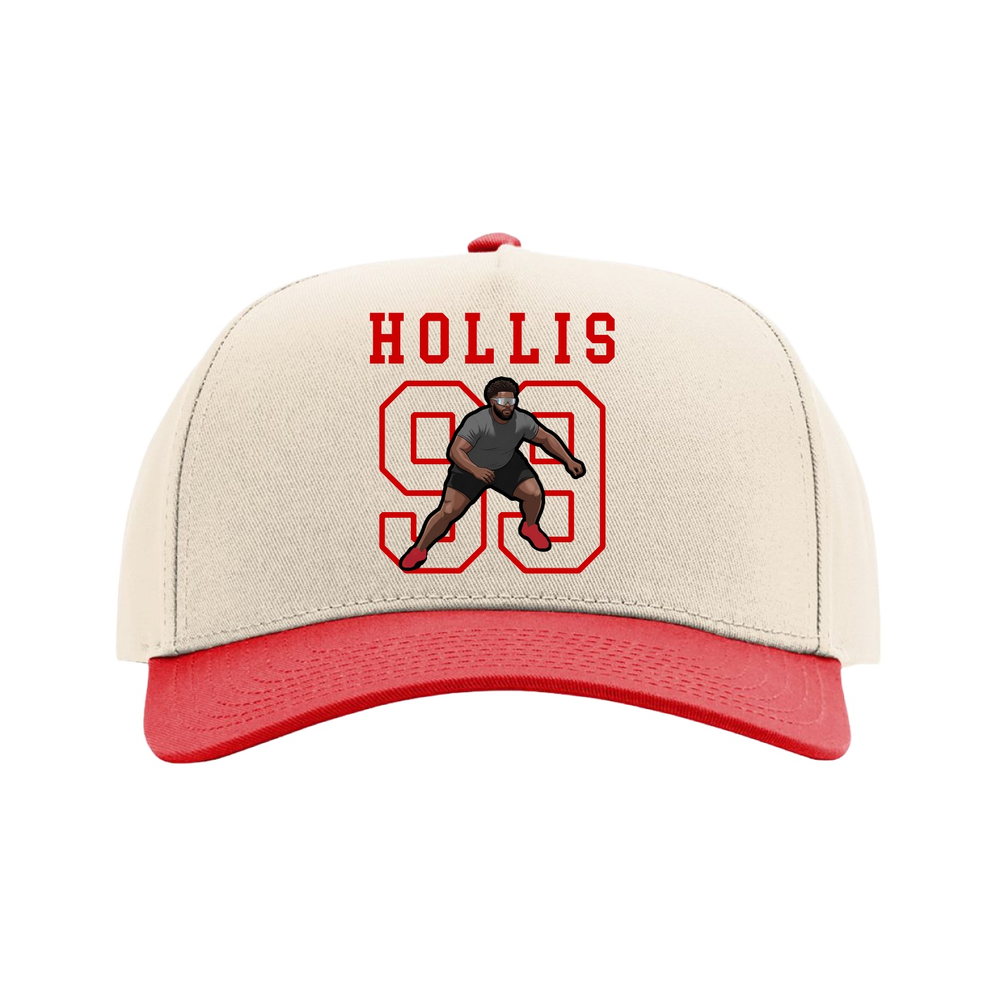 Full Fabric Five-Panel Champ Cap — Shirsey in Cream/Red