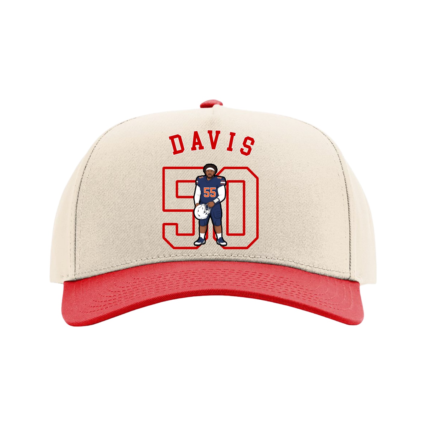 Full Fabric Five-Panel Champ Cap — Shirsey Arch in Cream/Red
