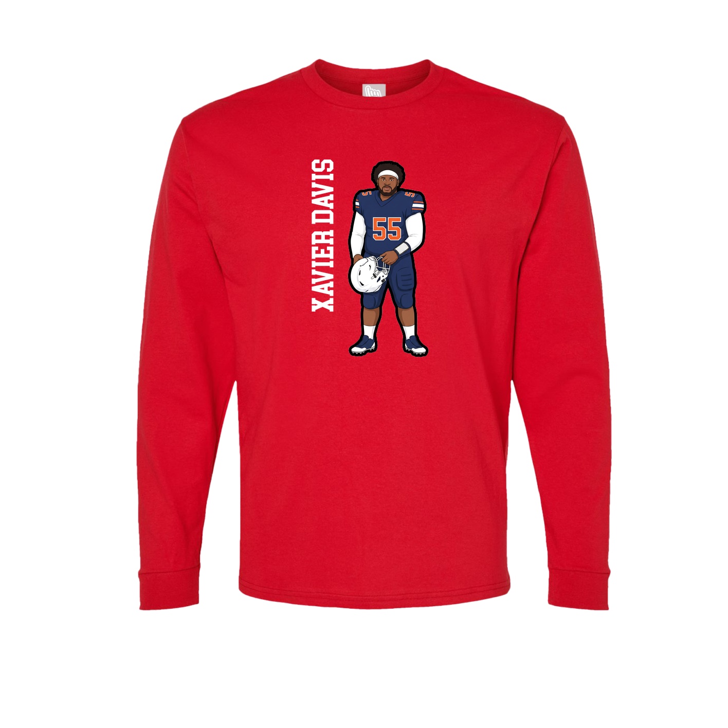 Long Sleeve Tee — Name Vertical in Red