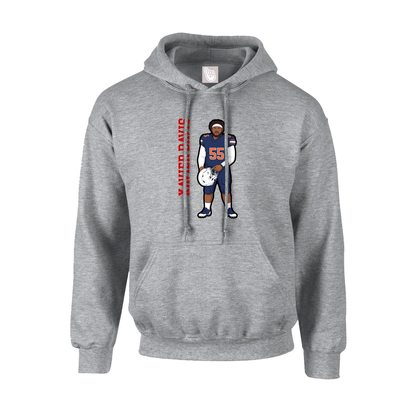 Hoodie — Name Vertical in Grey