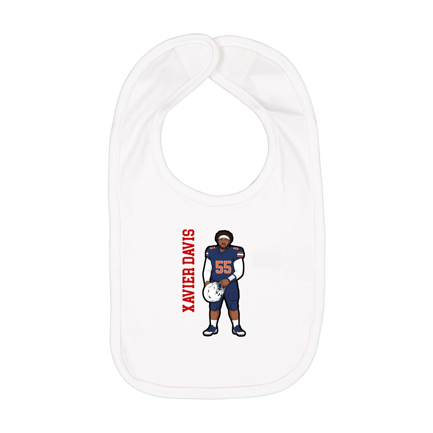 Infant Bib — Name Vertical in White