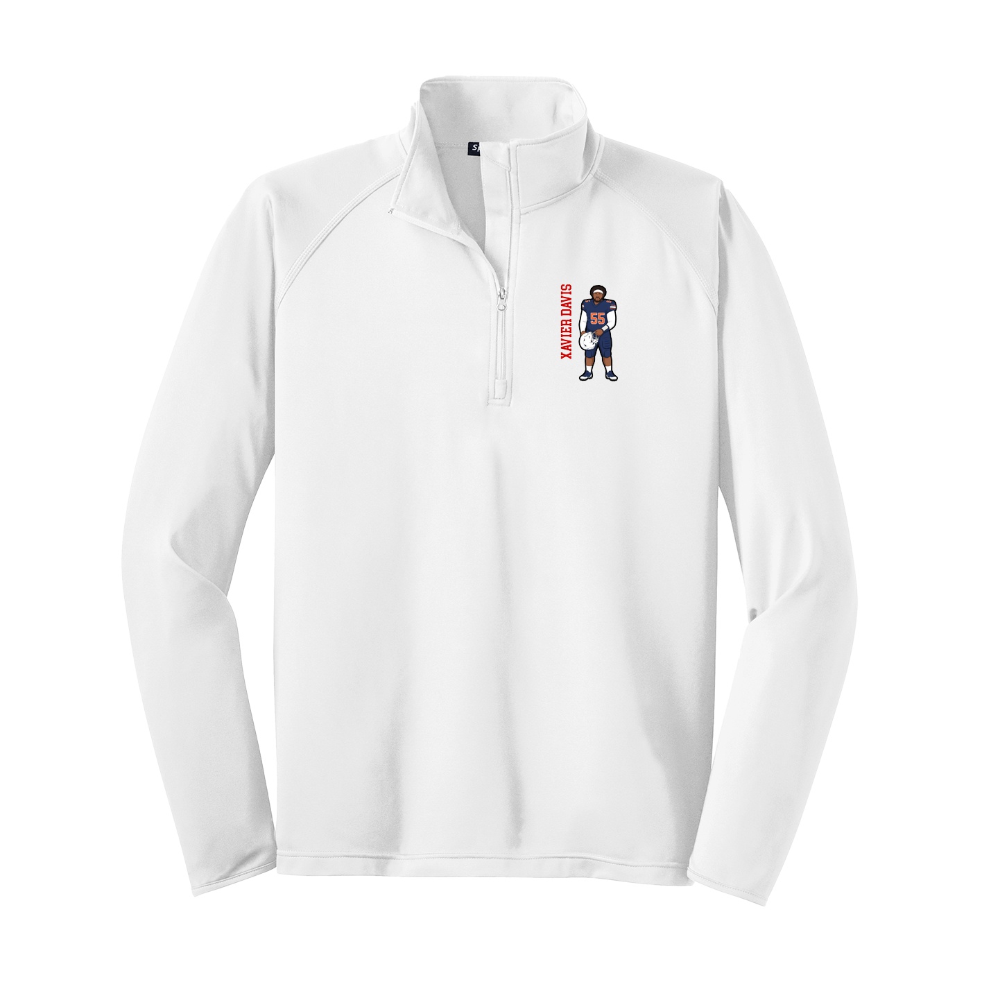 Q-Zip Pullover — Name Vertical in White