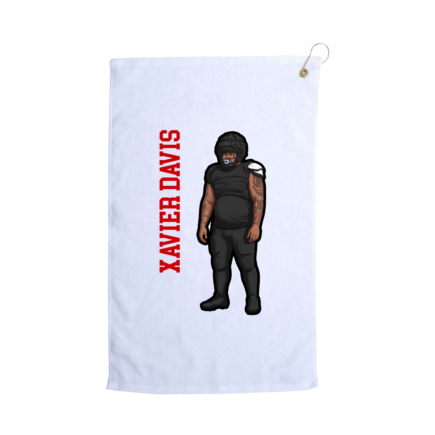 Golf Towel — Name Vertical in White