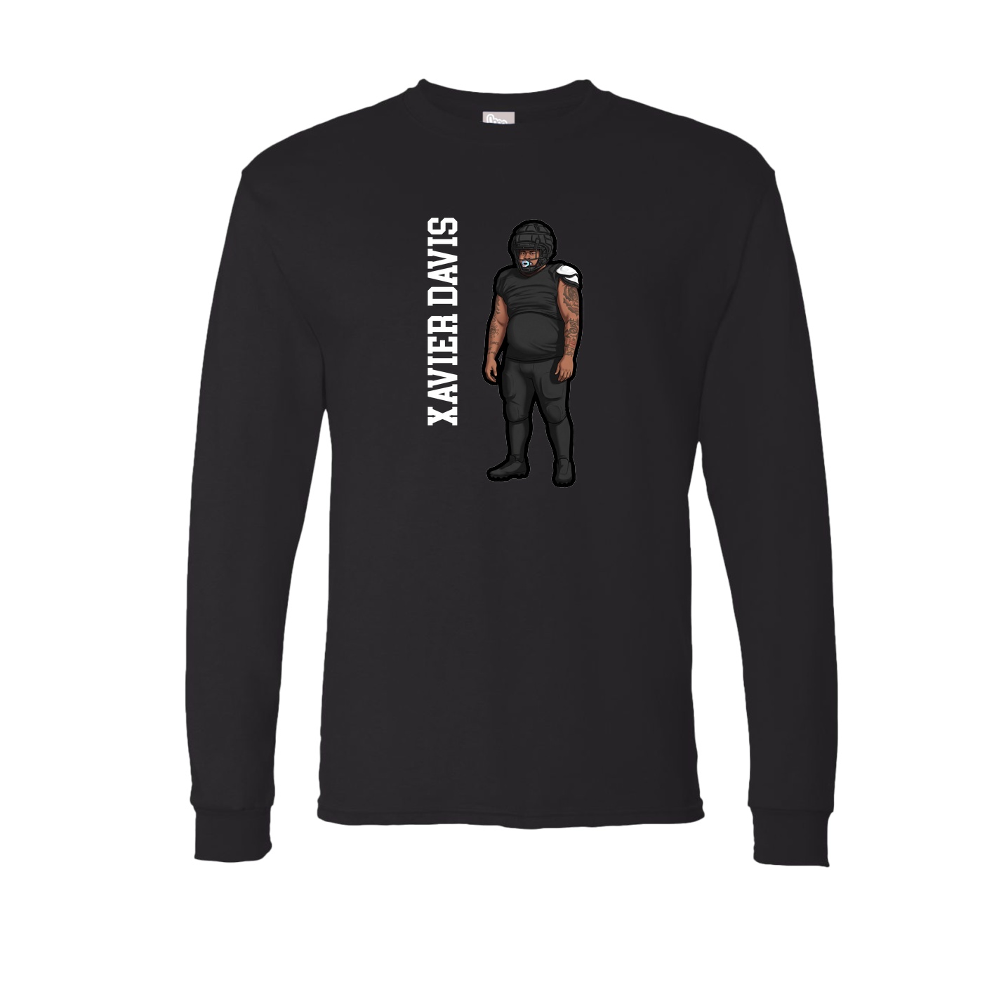 Long Sleeve Tee — Name Vertical in Black