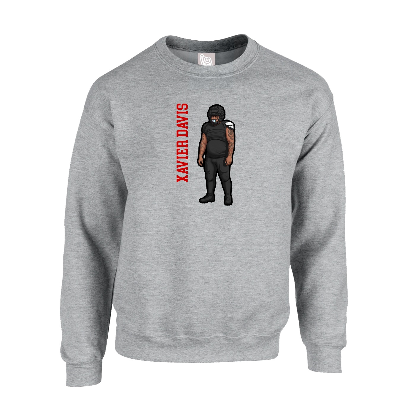 Fleece Crew — Name Vertical in Grey