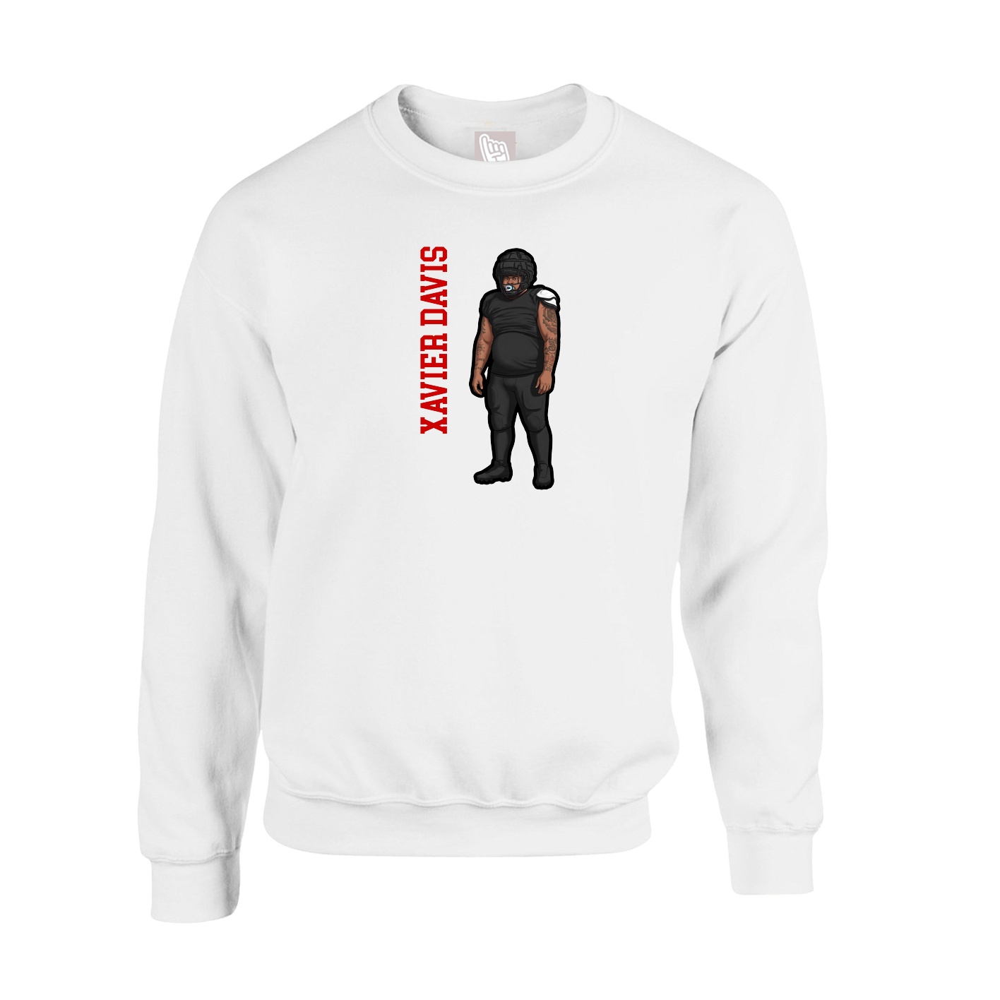 Fleece Crew — Name Vertical in White