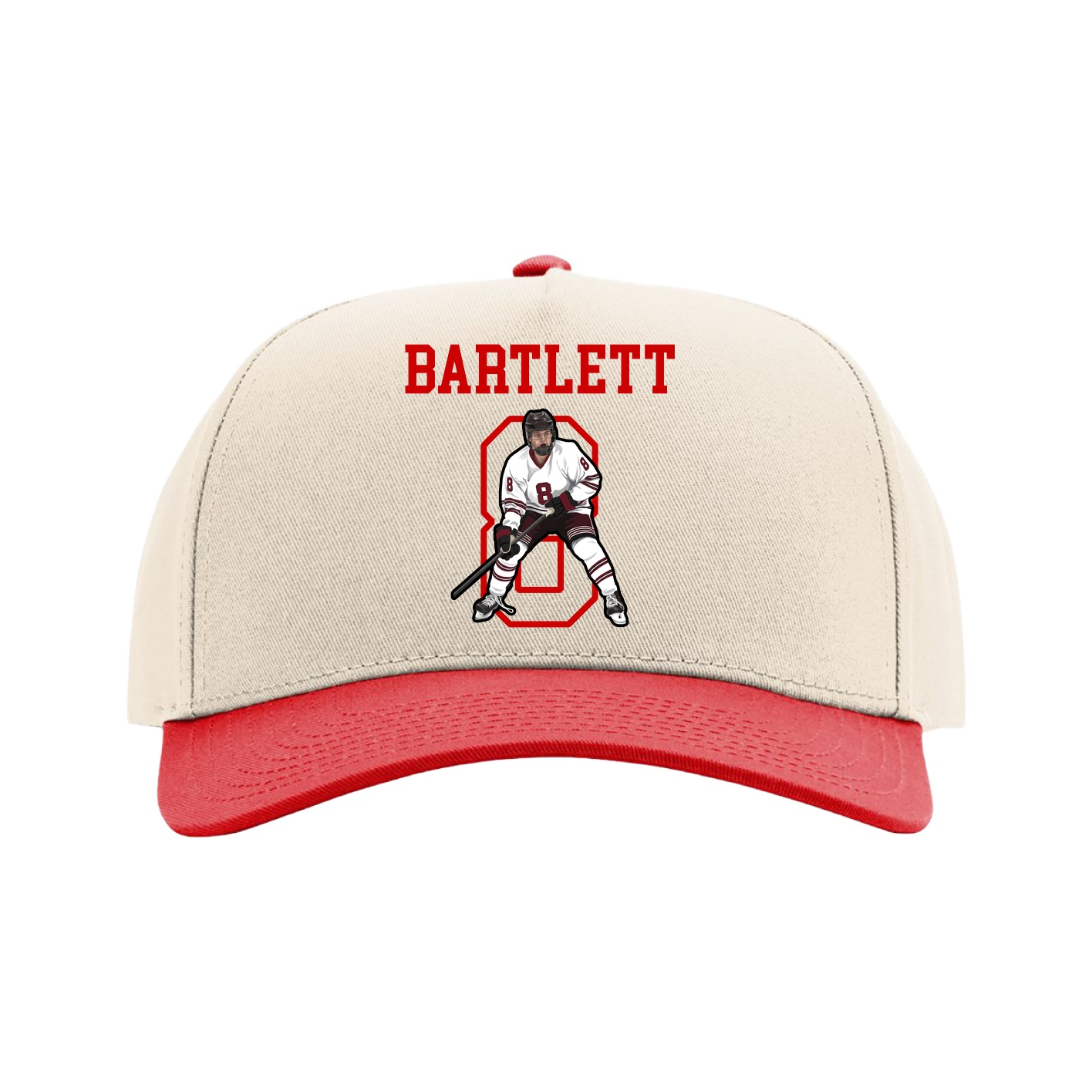 Full Fabric Five-Panel Champ Cap — Shirsey in Cream/Red