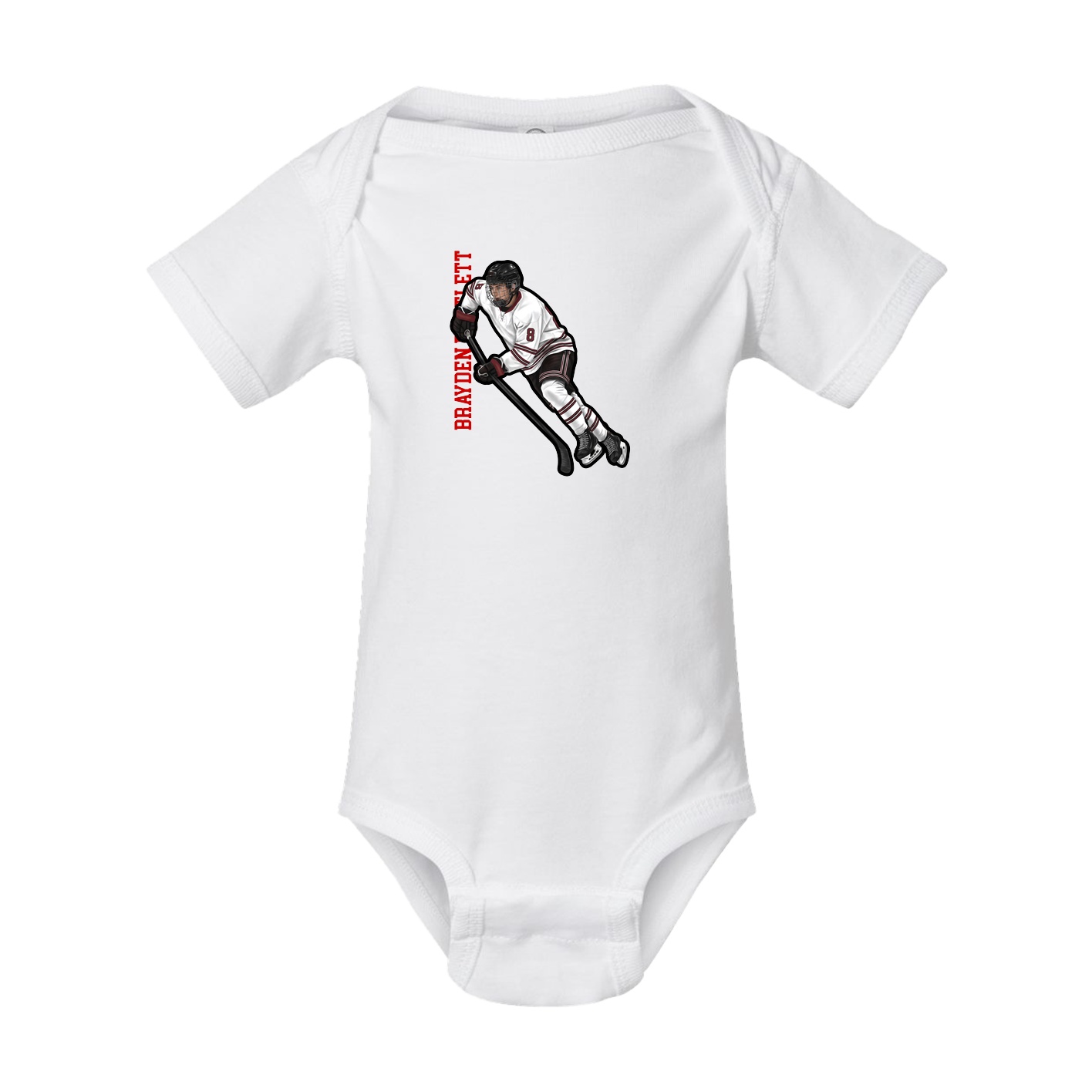 Baby Onesie — Name Vertical in White