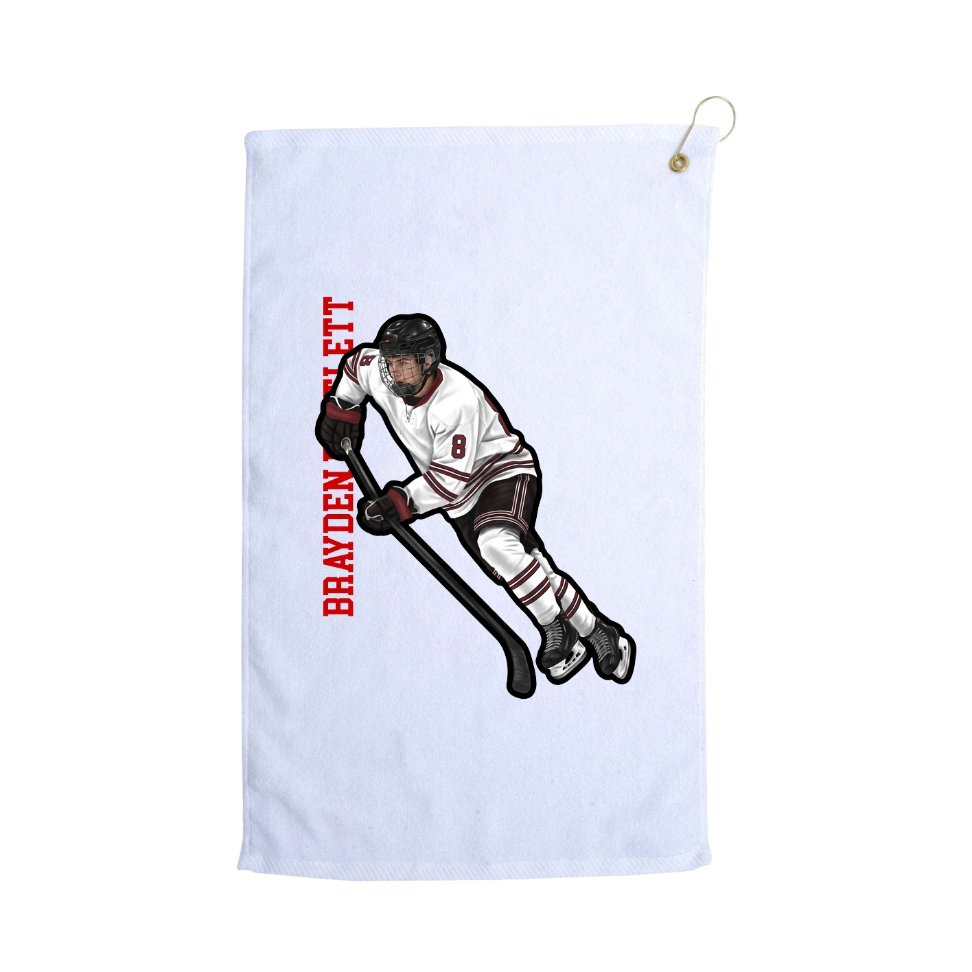 Golf Towel — Name Vertical in White