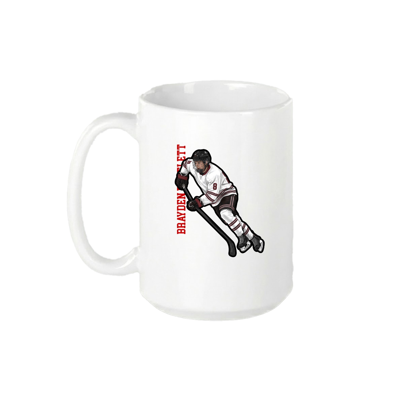 15oz Coffee Mug — Name Vertical in White