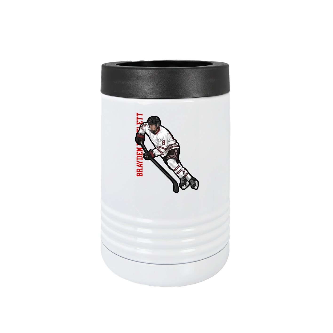 Beverage Holder — Name Vertical in White