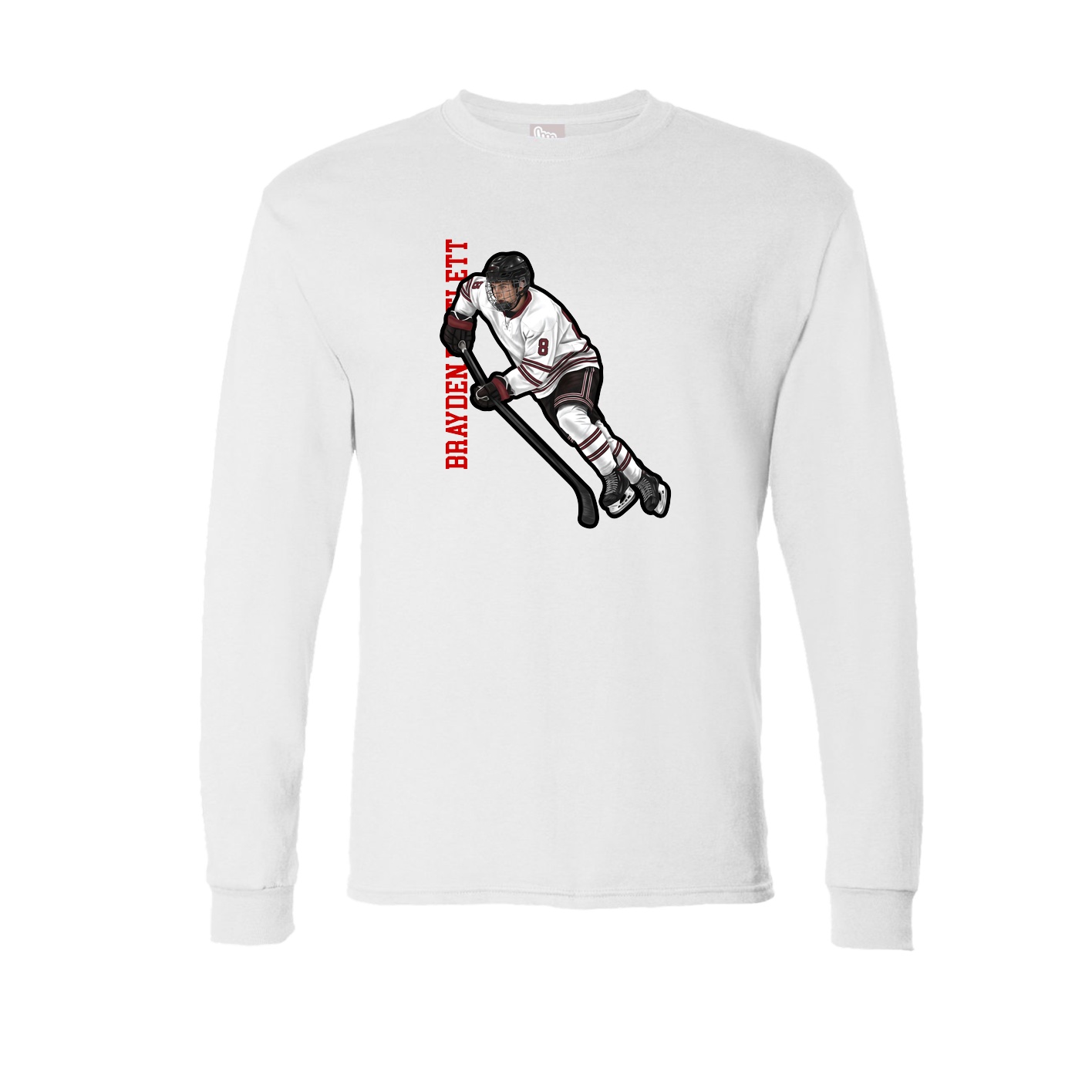 Long Sleeve Tee — Name Vertical in White