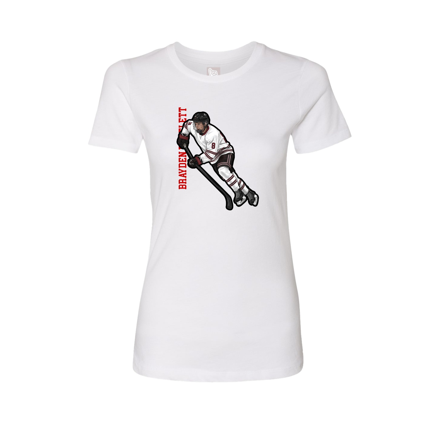 Fitted Women's Tee — Name Vertical in White