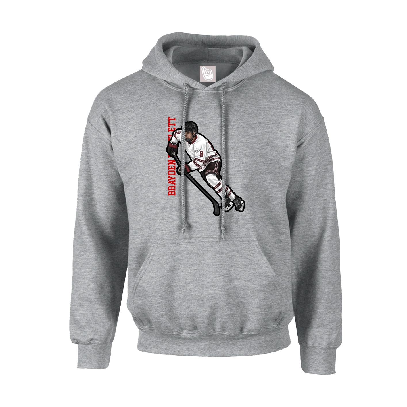 Hoodie — Name Vertical in Grey