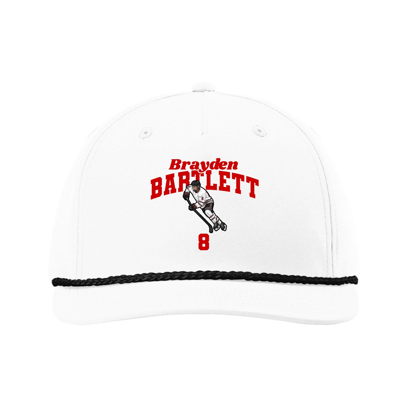 Five-Panel Classic Rope Cap — Signature Arch in White