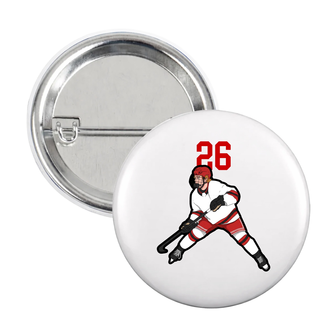 Game Day Button — Number Top in White