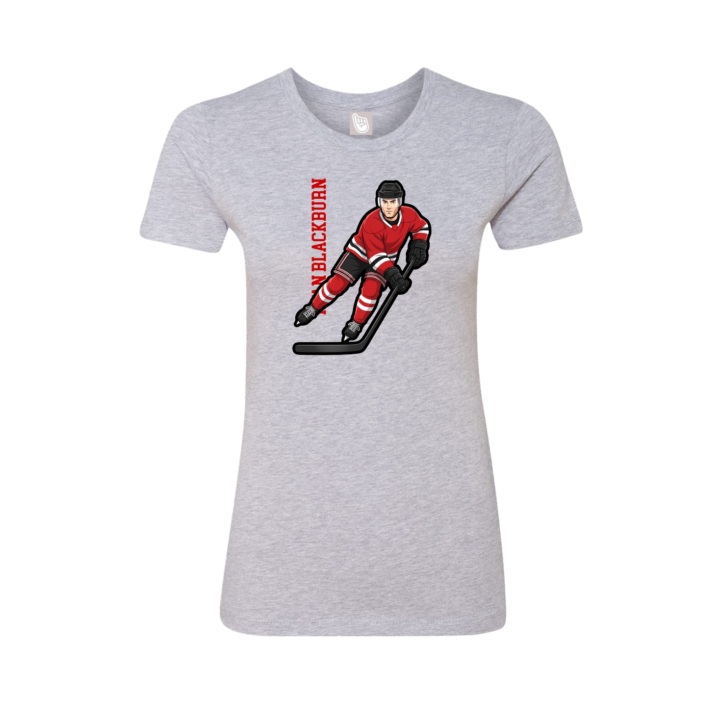 Fitted Women's Tee — Name Vertical in Grey