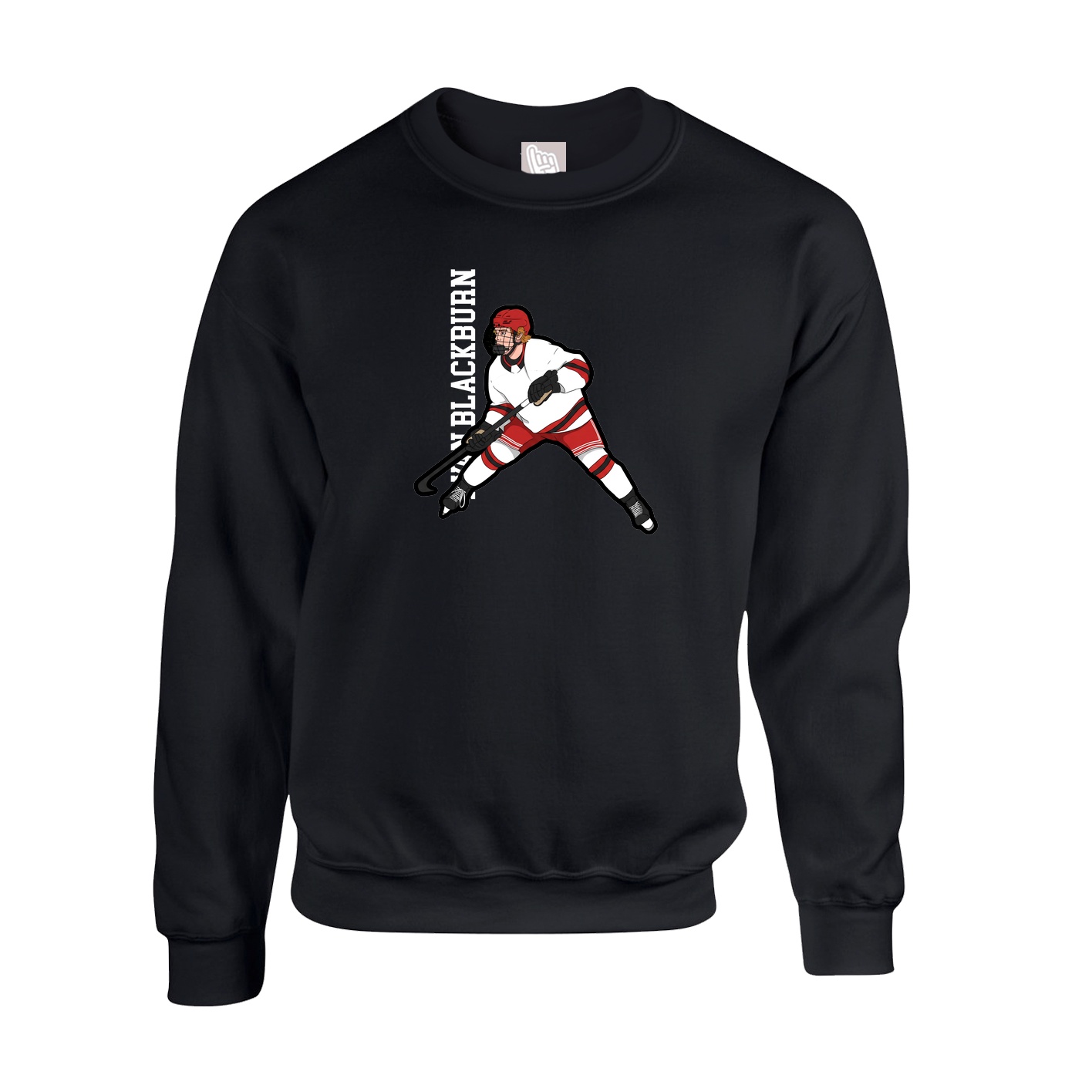 Fleece Crew — Name Vertical in Black