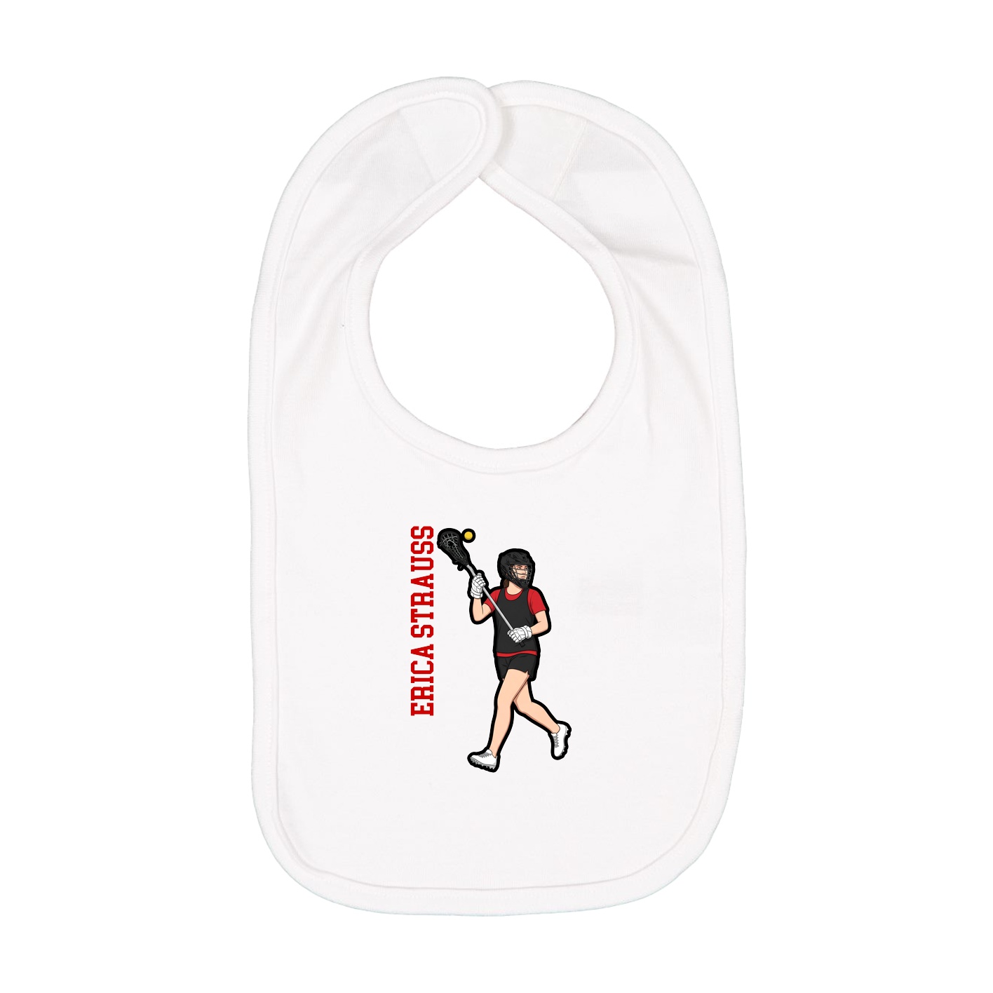 Infant Bib — Name Vertical in White