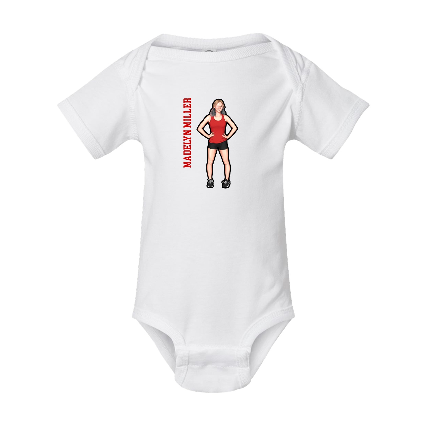 Baby Onesie — Name Vertical in White