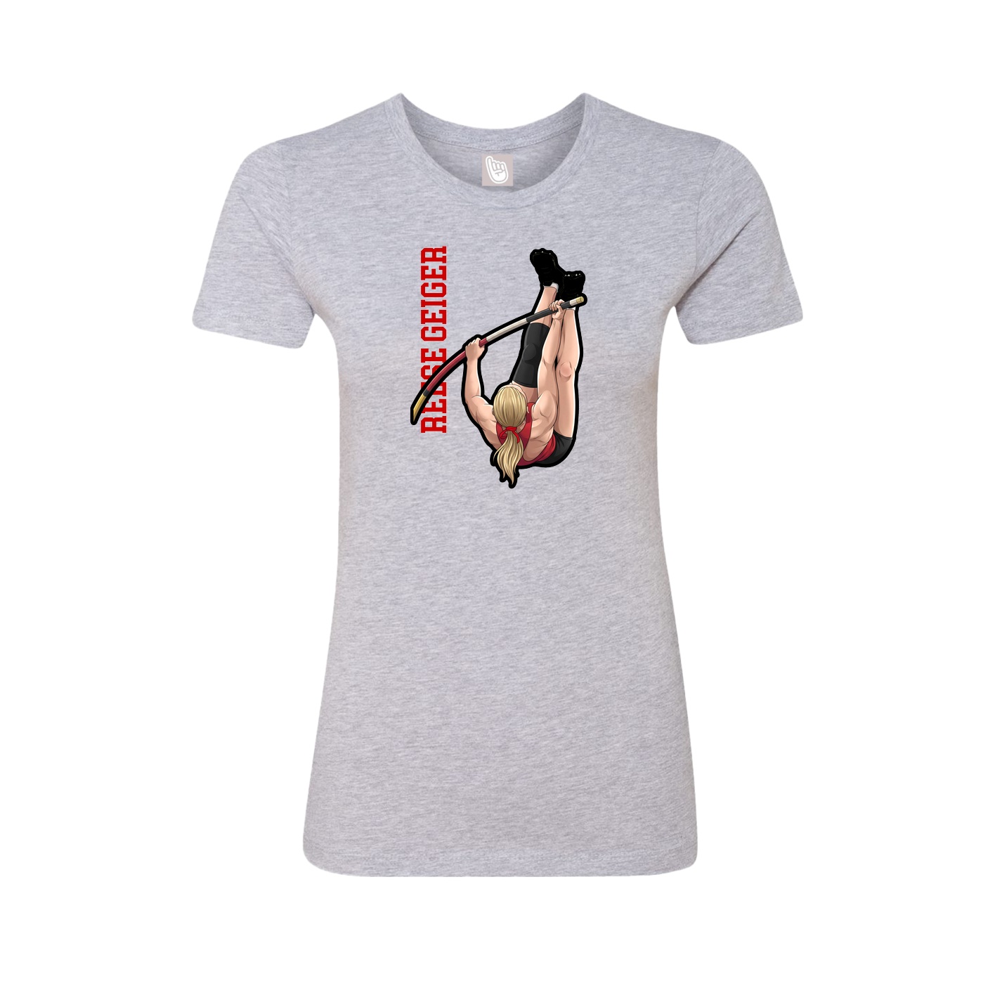 Fitted Women's Tee — Name Vertical in Grey