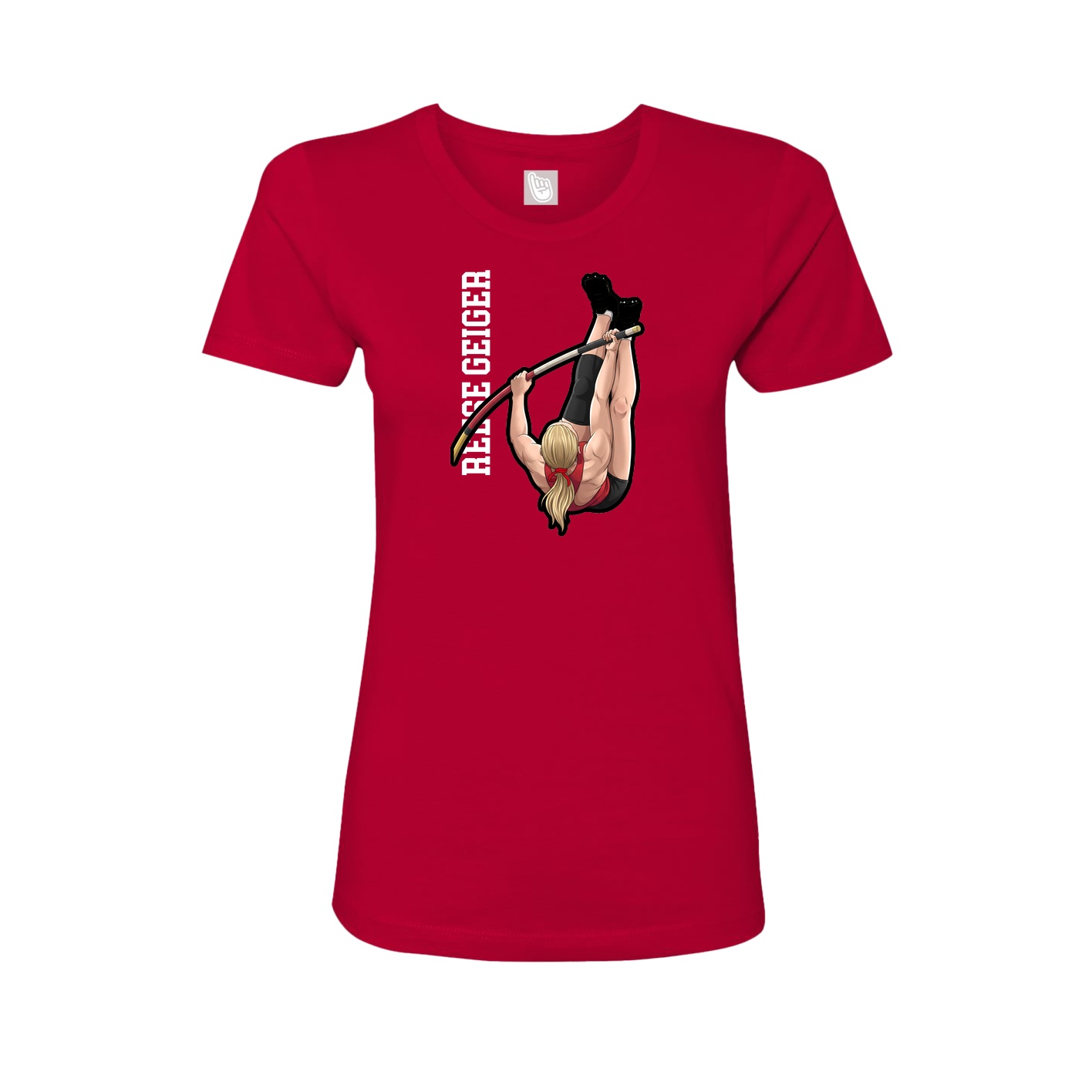 Fitted Women's Tee — Name Vertical in Red