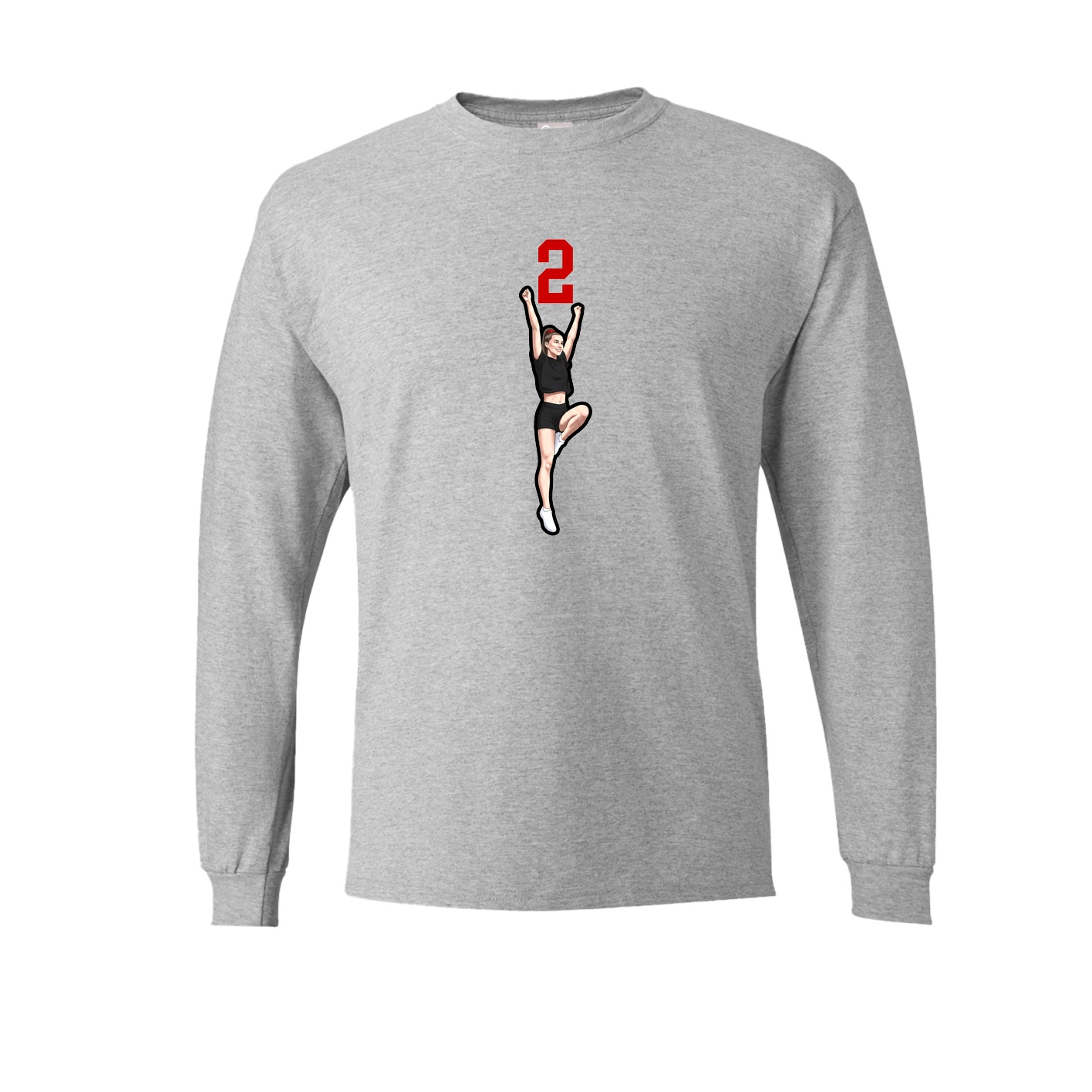 Long Sleeve Tee — Number Top in Grey