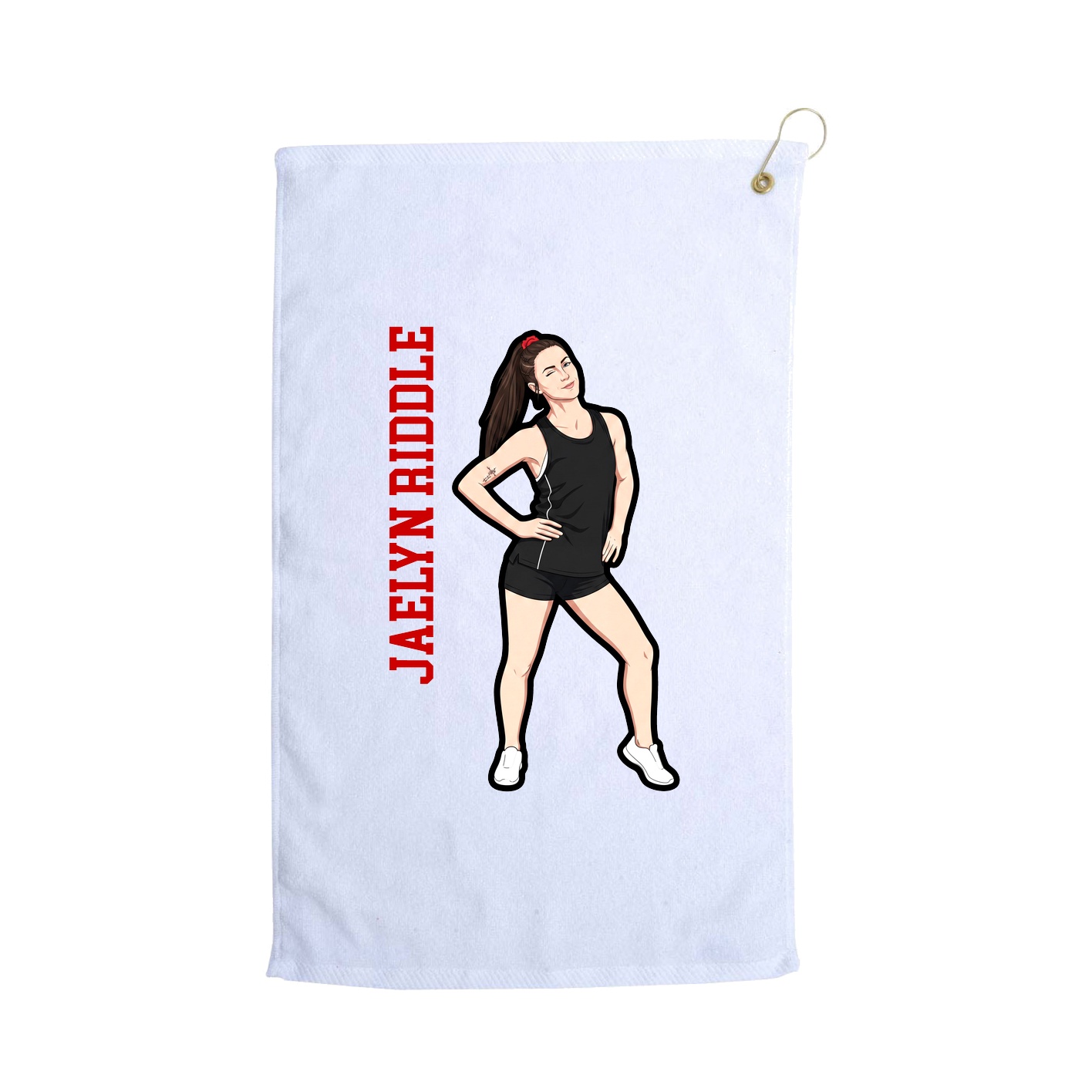 Golf Towel — Name Vertical in White