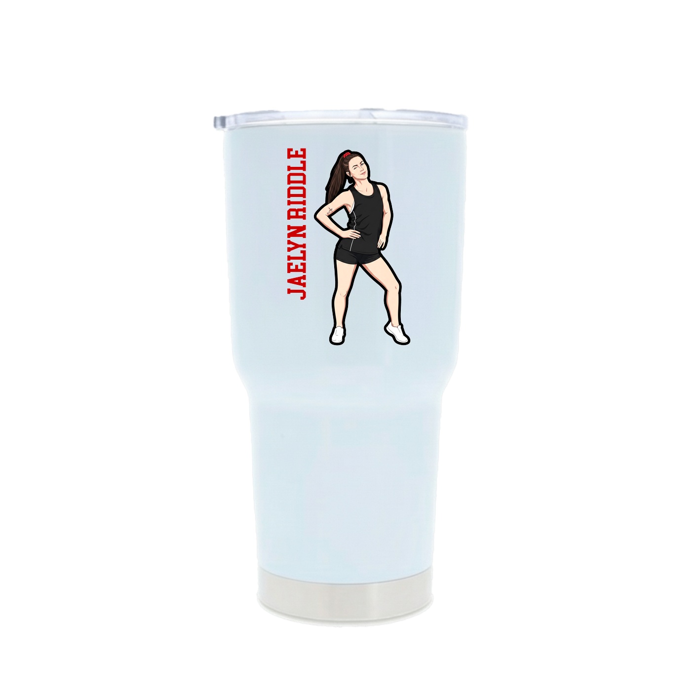 30oz Stainless Steel Tumbler — Name Vertical in White