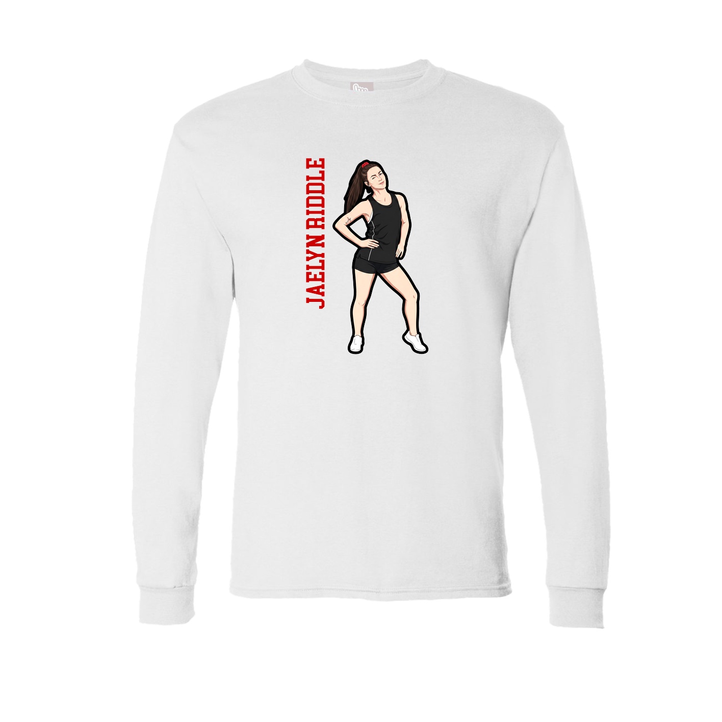Long Sleeve Tee — Name Vertical in White