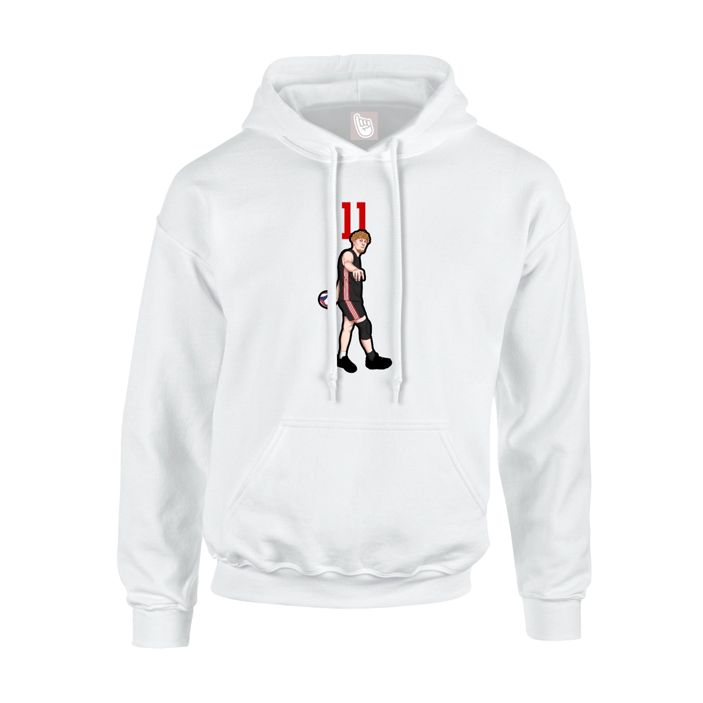 Youth Hoodie — Number Top in White