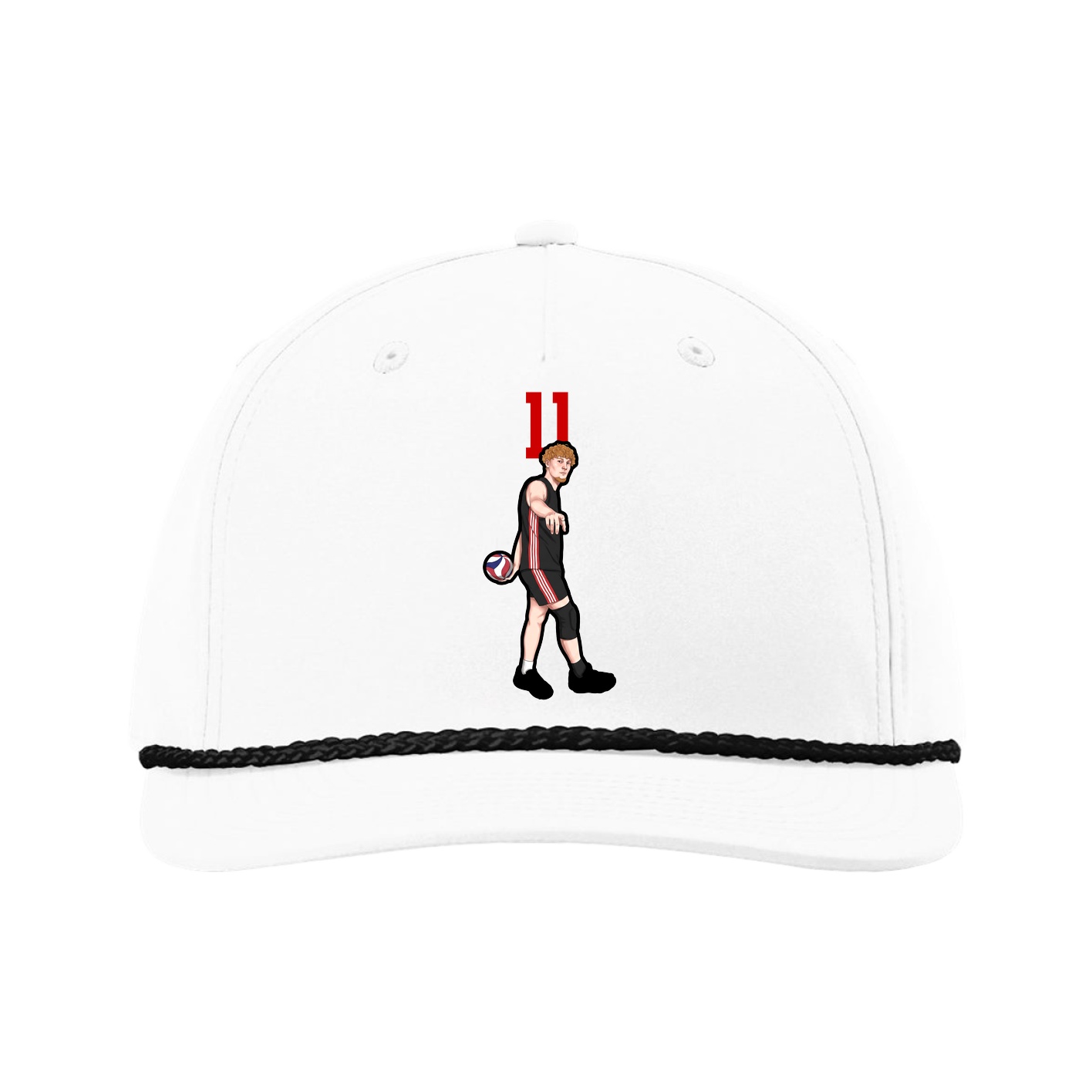 Five-Panel Classic Rope Cap — Number Top in White